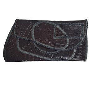 (h(om)e) Heather Hambrecht Clutch Wallet Leather Crocadile? Artistic Stitching
